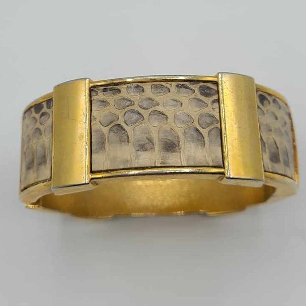 J Crew Hinged Snakeskin Print Bangle Bracelet